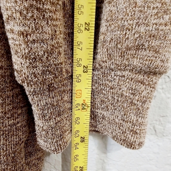 Neutral Marled Long Sleeve Drop Shoulder Button Down Midi Cardigan Small - Picture 9 of 10